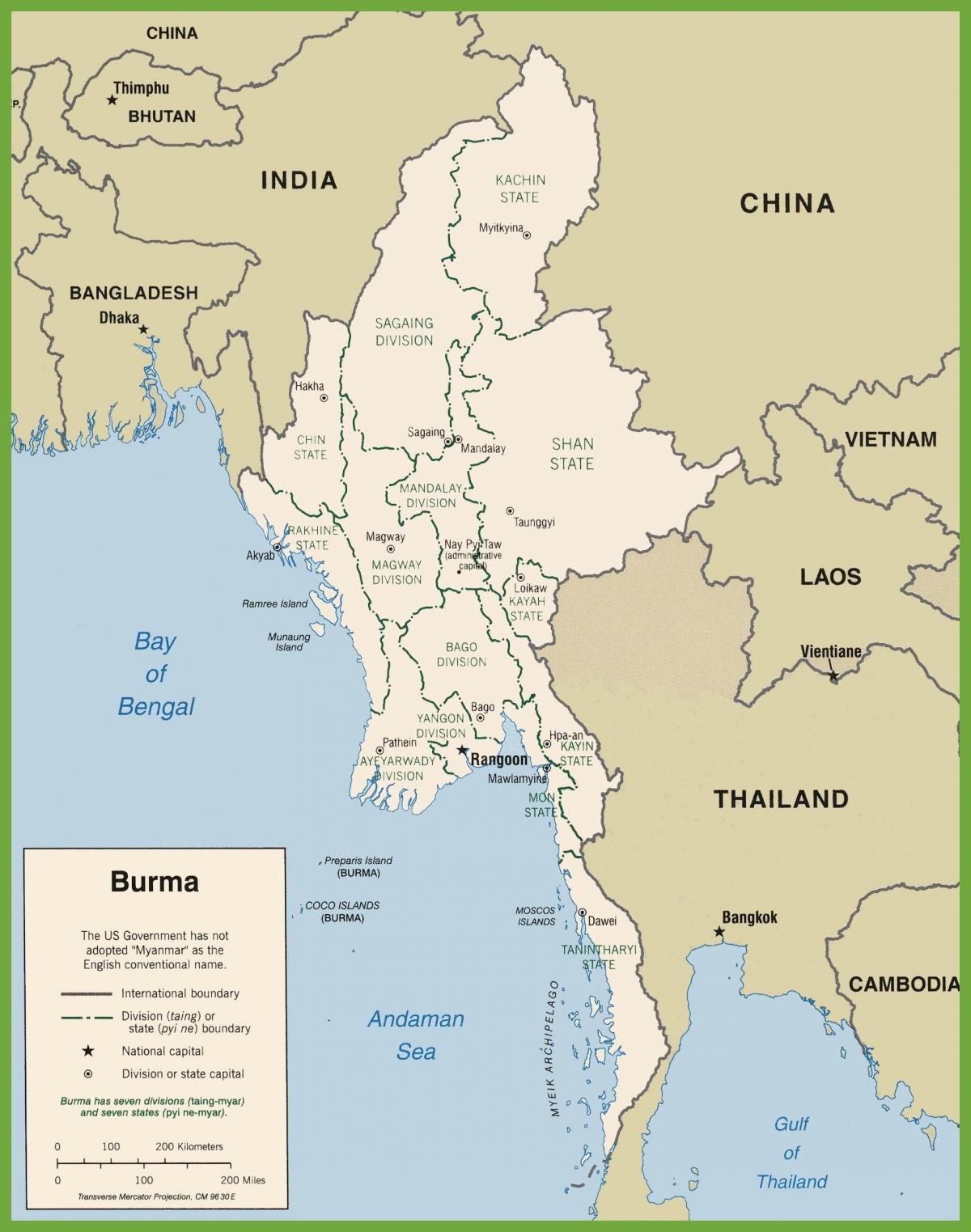بورما الخريطة السياسية