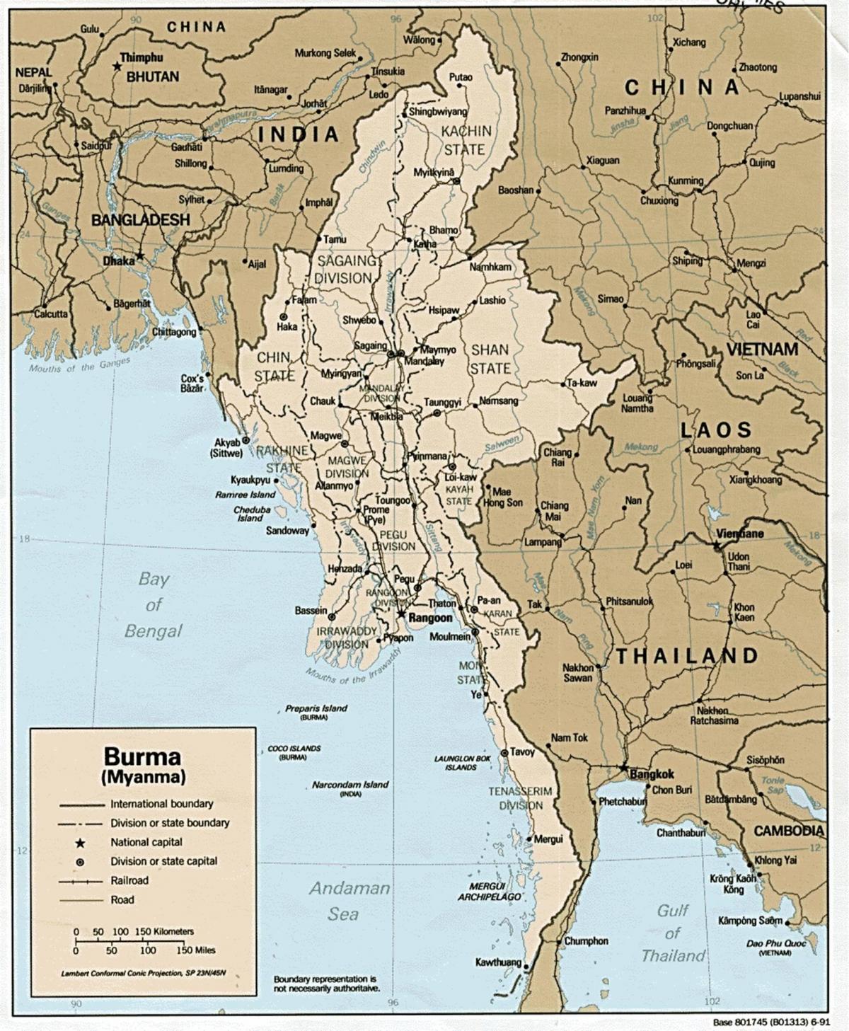 يانغون بورما خريطة